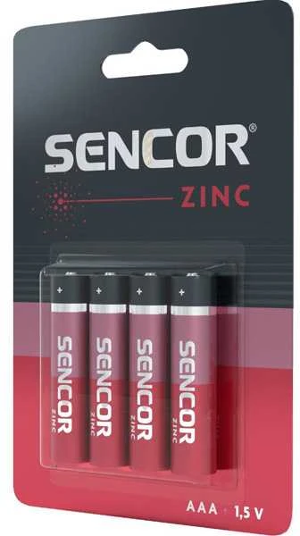 Sencor vienkartinės cinko anglies AAA baterijos, 4 vnt. pakuotėje