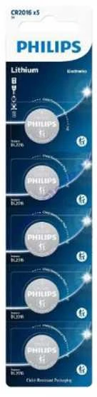 Philips CR2016 ličio mygtukinės baterijos, 5 vnt. rinkinys
