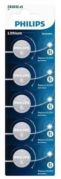 Philips CR2032 ličio baterijos, 5 vnt. rinkinys ilgalaikei galiai