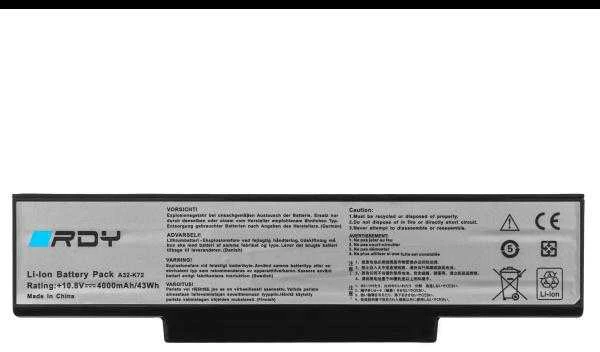 Baterija RDY A32-K72 do Asus K72 K72D K72F K72J K73S K73SV X73S X77 N71 N71J N71V N73 N73J N73S N73SV