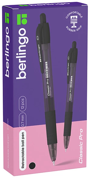Berlingo, długopis automatinis kulkowe, juoda, 12szt, 0.7mm, Classic Pro