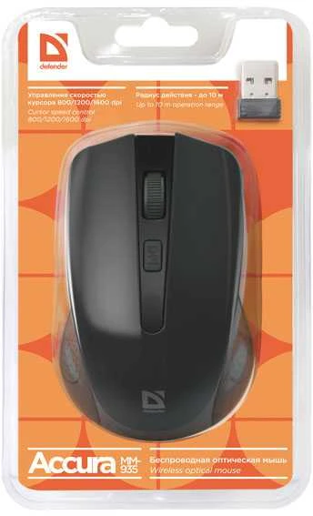 Defender Optinė pelė - Accura MM-935 RF 1600DPI Juoda