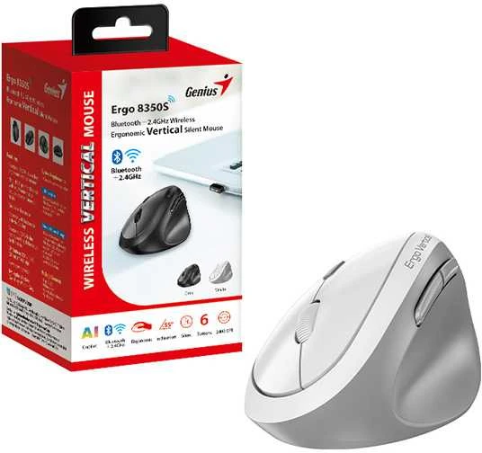 Genius Ergo 8350S Bevielė pelė, balta, 2400DPI