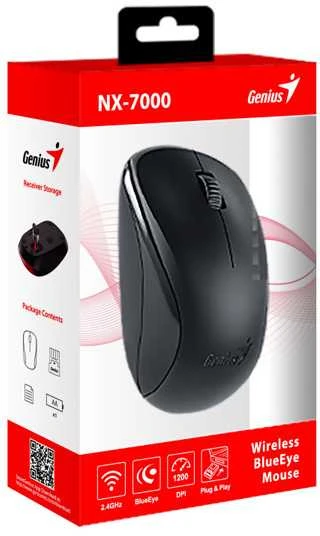 Bevielė pelė, Genius NX-7000, juoda, optinė, 1200DPI