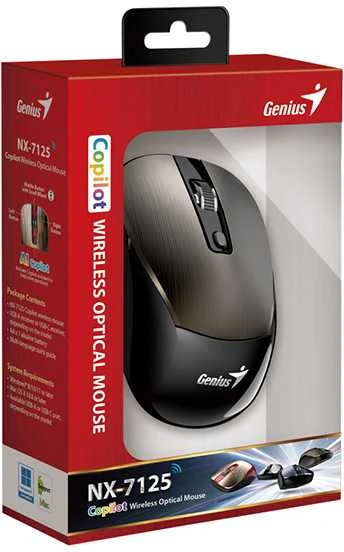 GENIUS NX-7125 šokolado spalvos belaidė pelė NX-7125, 1200 dpi, šokolado rudos spalvos