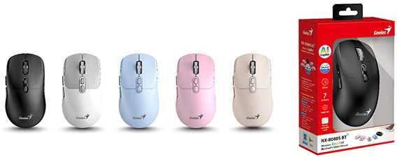 GENIUS NX-8080S BT pelė / dviguba „Bluetooth“ + 2,4 GHz / 1600 dpi / „Copilot“ / belaidė / tyli / smėlio spalvos