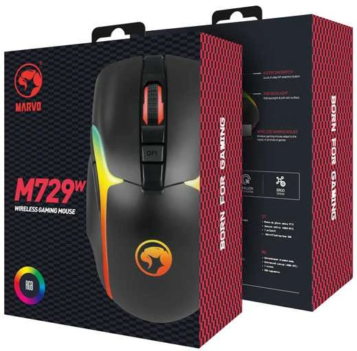 Marvo M729W juoda belaidė pelė | 4800 DPI