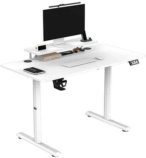 ULTRADESK HIGHLANDER Baltas Biurko su elektryczną regulacją aukščio su laikikliu ausinės i kable 120X60 cm, balta