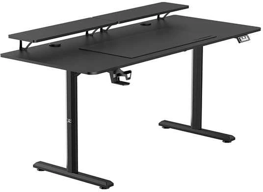 ULTRADESK HIGHLANDER XXL Juodas Biurko su elektryczną regulacją aukščio su laikikliu ausinės i kable 160X70 cm, juoda