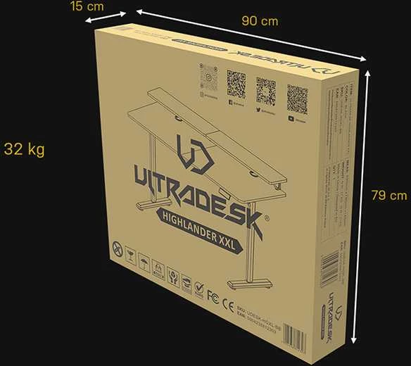 ULTRADESK HIGHLANDER XXL pakuotės išmatavimai