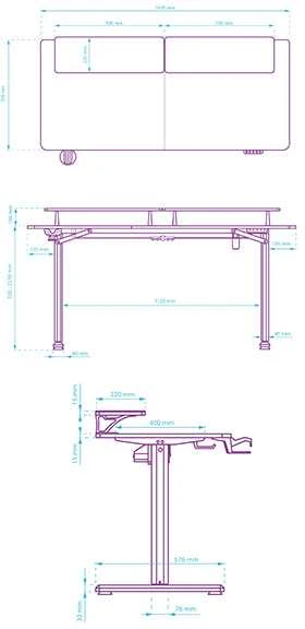 ULTRADESK HIGHLANDER XXL techniniai išmatavimai