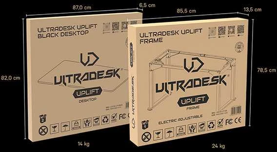 ULTRADESK UPLIFT Biurko 160x75 cm, 72-118 cm, balta ir-ruda