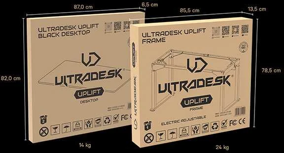 ULTRADESK UPLIFT Biurko 160X75 cm, 72-118 cm, baltai-juodas