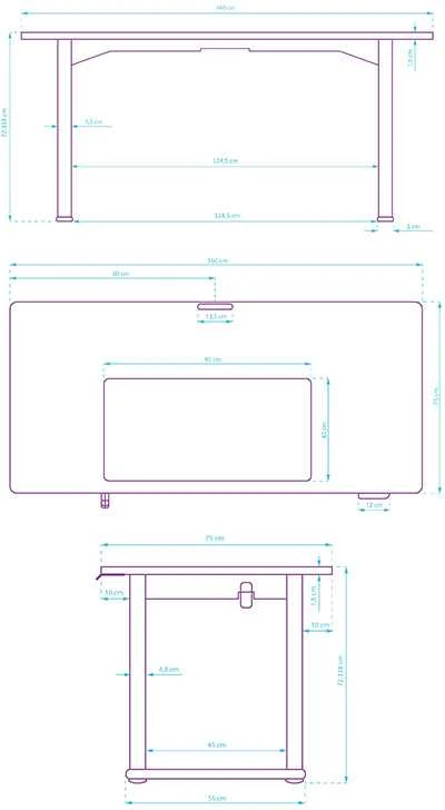 ULTRADESK UPLIFT Biurko 160X75 cm, 72-118 cm, baltai-juodas