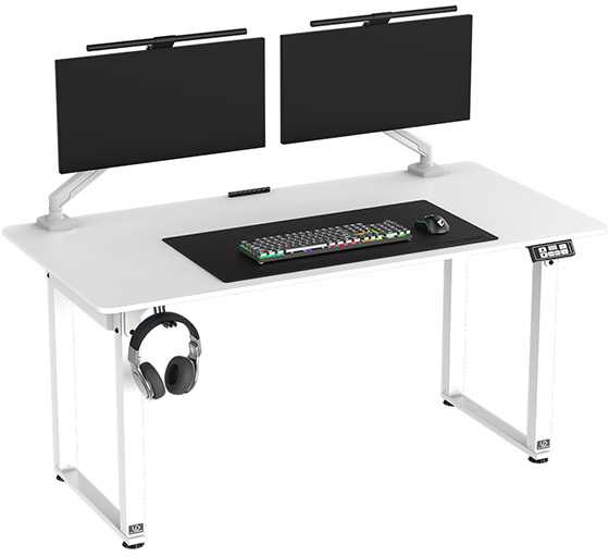 ULTRADESK UPLIFT Biurko 160x75 cm, 72-118 cm, balta ir-balta