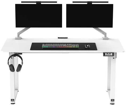ULTRADESK UPLIFT Biurko 160x75 cm, 72-118 cm, balta ir-balta