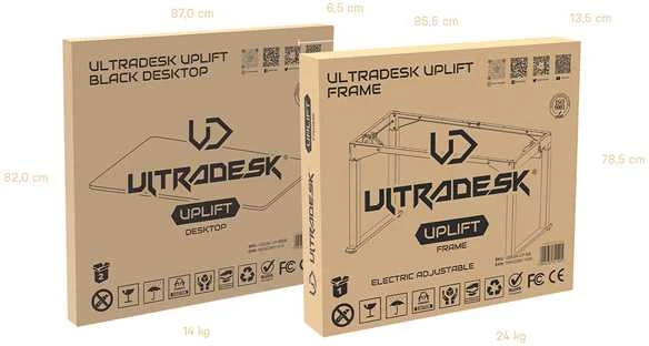 ULTRADESK UPLIFT Biurko 160x75 cm, 72-118 cm, juoda-balta