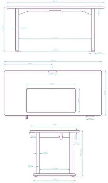 ULTRADESK UPLIFT Biurko 160x75 cm, 72-118 cm, juoda-balta
