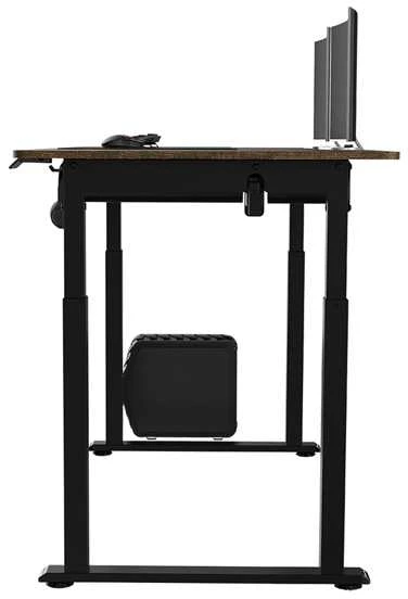 ULTRADESK UPLIFT šoninis vaizdas su kompiuterio lentyna