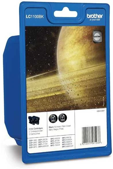 Rašalo kasetė Brother LC1100 juodas| 2vnt | DCP395CN/DCP585CW/DCP6690CW