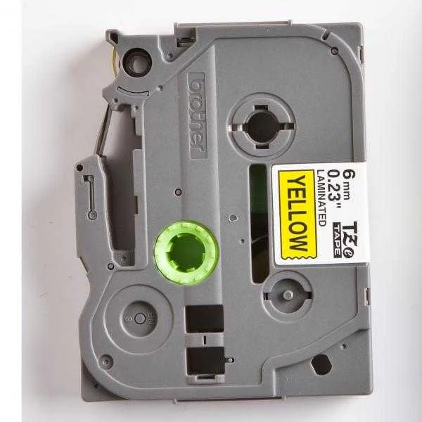 Brother | TZe-611 Laminated Tape | Juodas on Geltona | TZe | 8 m | 6 cm