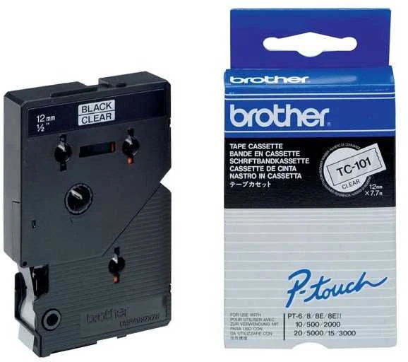 Brother Brother Tapes TC101 12mm bespalvis/juodas - TC101