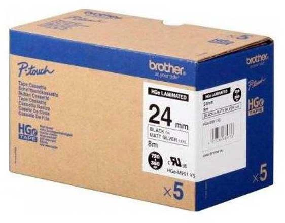 BROTHER HGEM951V5 24MM Juodas ON Matinis Sidabrinis - 5 PACK