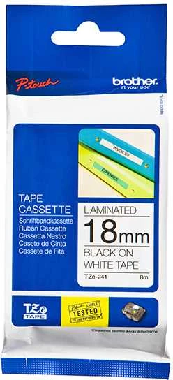 Brother | TZ-241 Laminated Tape | Juodas on Baltas | TZe | 8 m | 1.8 cm