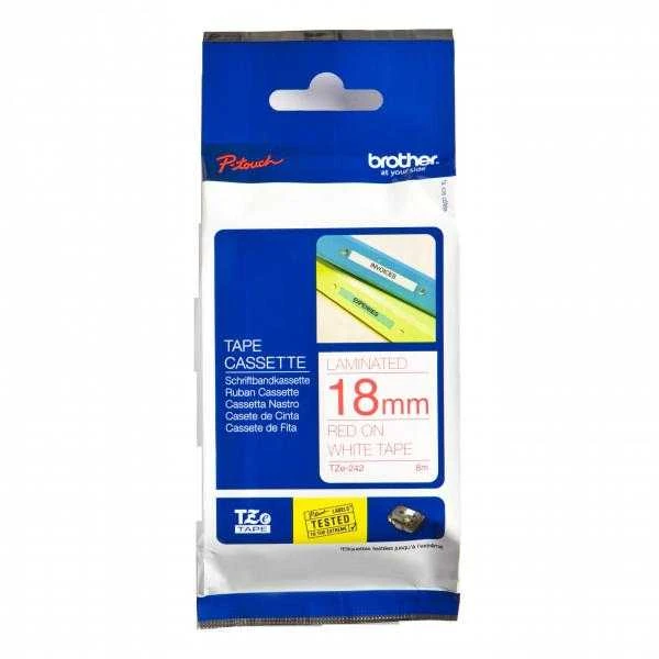 Brother Brolis | TZe-242 laminuota juosta | Raudona ant Balto | TZ | 8 m | 1,8 cm