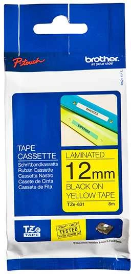 Brother | TZe-631 Laminated Tape | Juodas on Geltona | TZe | 8 m | 1.2 cm