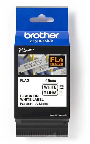 BROTHER FLE2511 21MMX45MM BLCK ANT BALTOS VĖLIAVOS JUOSTOS