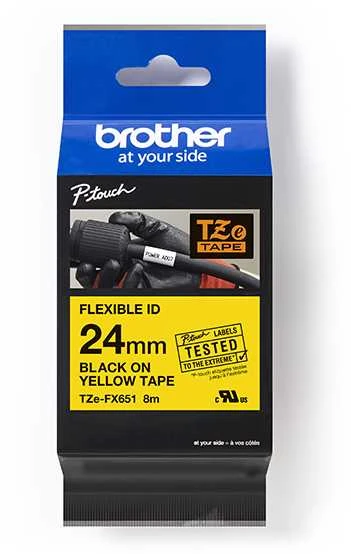 BROTHER TZEFX651 24 Juodas ON Geltonas FLEX