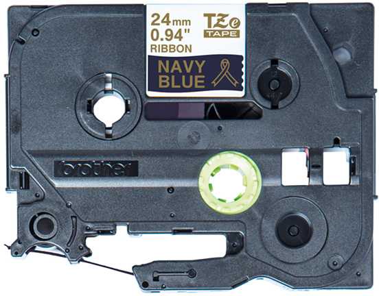 BROTHER TZE-RN54 P-TOUCH DEKORATYVINĖ AUKSINĖ SPAUSDINĖ ANT TAMSI MĖLYNOS SPALVOS SATINO JUOSTELĖS 24 MM, 4 M