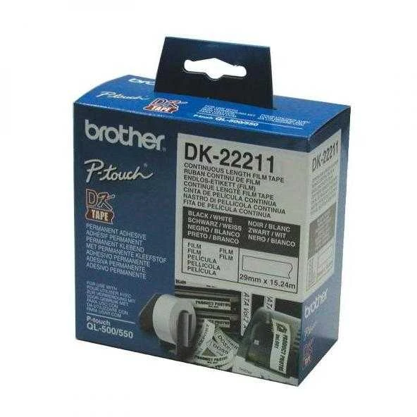 Brother Brolis | DK-22211 ištisinio ilgio popierinė etiketė | Juodas, Baltas | DK | 29 mm | 15,24 m