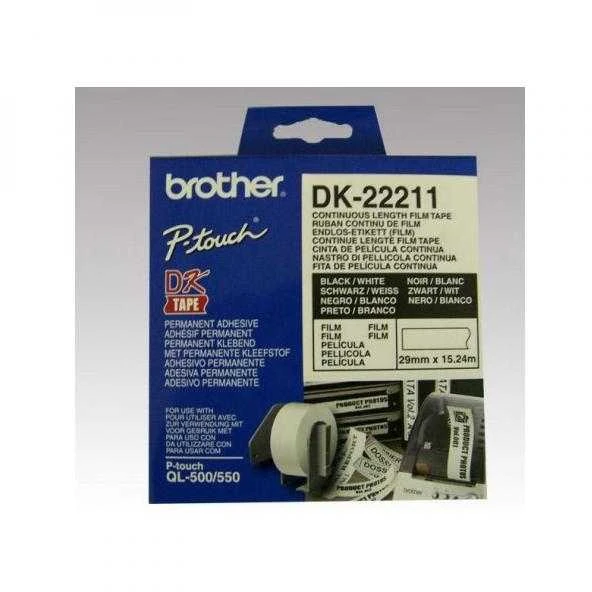 Brother Brolis | DK-22211 ištisinio ilgio popierinė etiketė | Juodas, Baltas | DK | 29 mm | 15,24 m