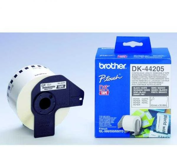 BROTHER DK44205 Baltas REM. PAP Juosta 62MM