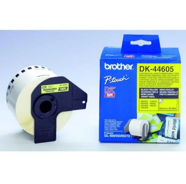 Brother DK-44605 ištisinė nuimama Geltona popierinė juosta (62mm) Geltona