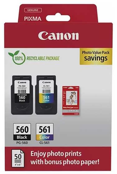 Canon CRG PG-560/CL-561 + Photo Paper Value Pack (3713C008) Rašalinių kasečių komplektas, BK/CMY