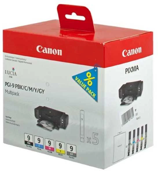 Canon PGI-9 PBK/C/M/Y/GY Originalus Žydras, Pilka, Rausvai raudona, Foto juoda, Geltona 5 vnt