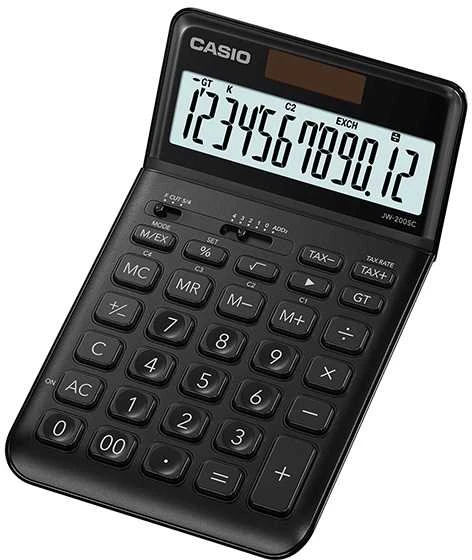 Stalinis skaičiuotuvas CASIO JW-200SC, juoda sp.