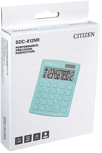 CITIZEN SDC812NRGNE OFFICE CALCULATOR, 12-digit, 127x105mm, žalias
