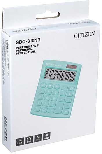 Citizen Sdc-810nr žalias skaičiuoklis