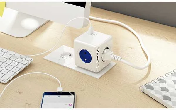 Cubenest - PowerCube, 0,1 m, originalus USB PD 20 W, A+C, mėlynas, POWERCUBE, 4 lizdai, USB A+C, maitinimo tiekimas 20 W
