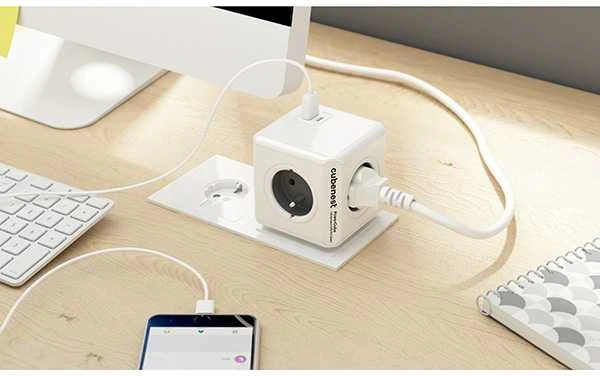 Cubenest - PowerCube, 0,1 m, originalus USB PD20W, A+C, pilkas, POWERCUBE, 4 lizdai, USB A+C, maitinimo tiekimas 20W