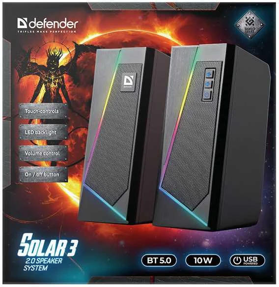 SPEAKERS DEFENDER SOLAR 3 2.0 BLUETOOTH 10W LED USB