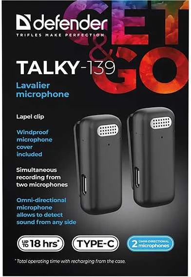 Defender, Lavalier mikrofon, TALKY-139, juoda