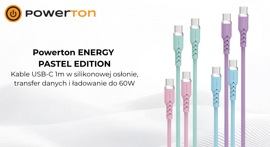 Neutralle Powerton ENERGY PASTEL EDITION USB-C kabelis, 60 W, 1 m, silikoninis, mėtų aprašymas - Prekės nuotrauka