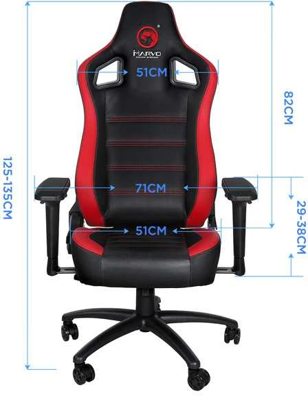Žaidimų kėdė Marvo CH-118 Gaming Chair, Juoda-raudona