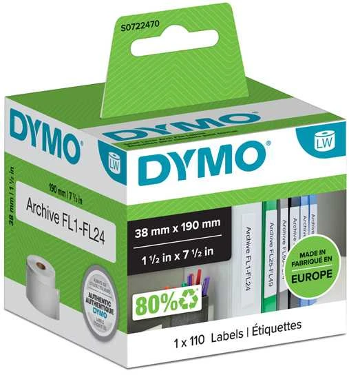 LabelWriter“ baltos kartotinės etiketės, 38x190mm, 1 pakuotė (110 vnt.) DYMO / S0722470