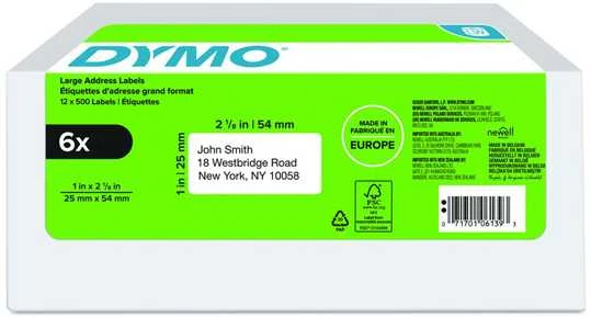 DYMO Etiketės 25 x 54mm / Rinkinys (2177564) - 6 vnt.